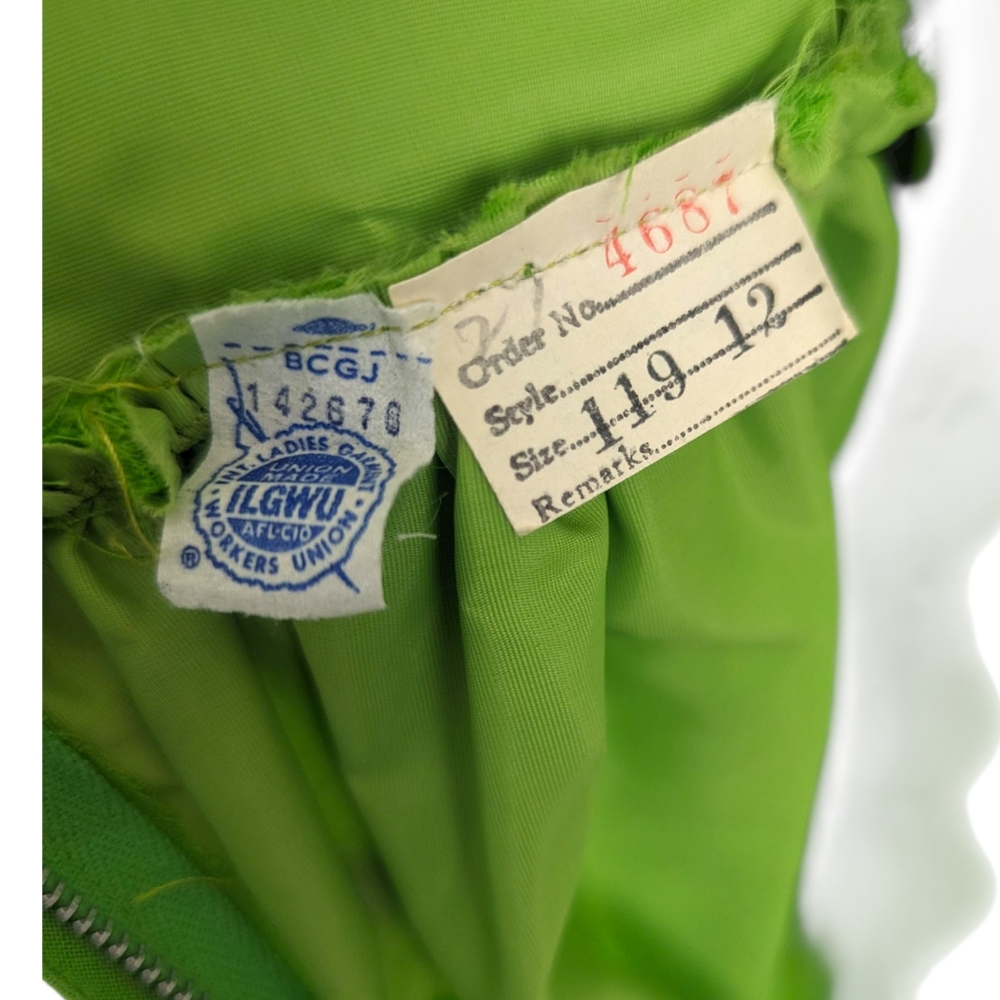 Vintage 70s Crochet Trimmed Maxi Peasant Dress Green Chiffon Overlay Womens S - Picture 4 of 14